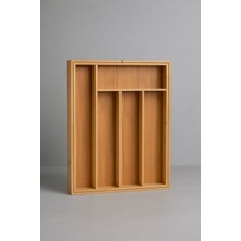 PremiumPort Uzun Ayarlanabilir Bambu Ahşap Çekmece Içi Kaşıklık Organizer