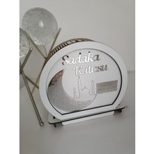 Bir Parça Tasarım Cami Temalı Beyaz Gümüş Sadaka Kutusu Kumbara