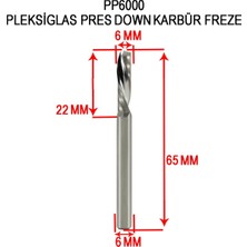 PremiumPort Cnc Karbür Freze Pleksiglas Press Q6X22X65 Z1