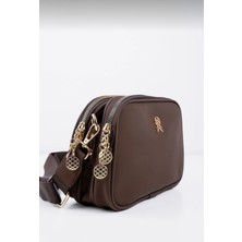 Hegef Shoes Kadın Kahverengi Üç Bölmeli Ayarlanabilir Çapraz Askılı Çanta