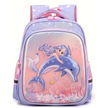 Hüvendo Su Geçirmez 3 Boyutlu Ortopedik Sırt Destekli Kız Çocuk Anaokul Çantası Lila