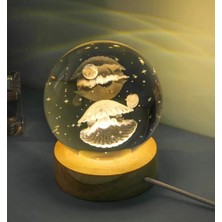 Normadia Işıklı Ahşap Altlıklı Istiridye Içinde Inci Detaylı Cam Küre