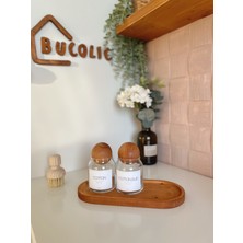 Özbience 2'li Ahşap Kapaklı Cam Pamukluk Seti, Şık ve Pratik Tasarım