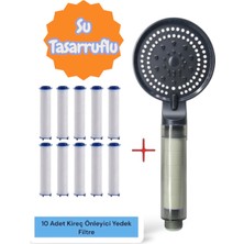 Truva Su Tasarruflu ve Kireç Önleyici 5 Fonksiyonlu Turbo Özellikli El Duşu ve 10 Adet Yedek Filtreli
