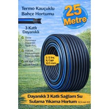 Plant-Home Termo Kauçuklu 25 Metre Bahçe Hortumu 3 Katlı Dayanıklı Su Sulama ve Araç Yıkama İçin
