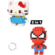 Oyunsal Mini Avengers Marvel Spider-Man ve Hello Kitty Sanrio 3D Puzzle Figürü Yapı Blokları 2'li Set