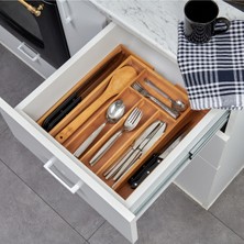 PremiumPort Çekmece Için Ayarlanabilir Bambu Kaşıklık Organizeri