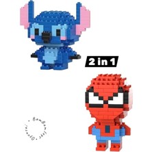 Oyunsal Mini Avengers Marvel Spider-Man ve Stitch 3D Puzzle Figürü Yapı Blokları 2'li Set