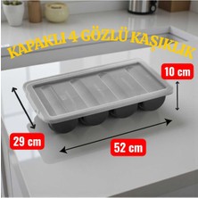 PremiumPort 4 Gözlü Kapaklı Profesyonel Kaşıklık, Restoran ve Cafe Için Ideal