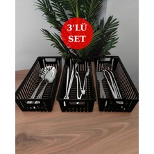 PremiumPort 3’lü Siyah Çekmece Içi Organizer Seti, Çok Amaçlı Düzenleyici