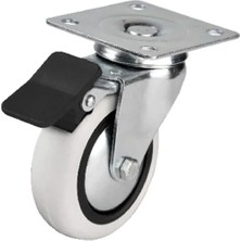 353 - 75X25 mm Pvc Makaralı Tablalı Frenli Teker 4 Adet