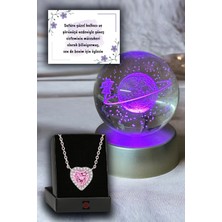 Normadia Renkli LED Işıklı Satürn ve Kalp Kristal Taşlı Lamba