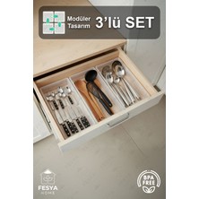 PremiumPort 3'lü Origami Xl Çekmece Içi Bıçaklık ve Kaşıklık Organizer Seti