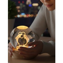 Normadia Ahşap Altlıklı Yunus Balığı Model USB LED Kristal Cam Gece Lambası