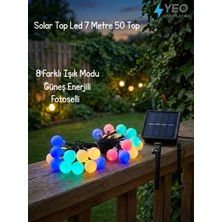 Yeo Aydınlatma Güneş Enerjili Renkli Top LED Işık Zinciri - 7 Metre 50 LED