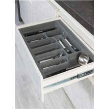 Teknotrust Çekmece Içi Plastik Kaşıklık, Gri, 64X49 Cm, 58X40 cm Arası Kesilebilir, 70 Modül