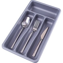 PremiumPort Gri Renkli 4 Bölmeli Çekmece Içi Kaşıklık, Düzenli Saklama Çözümü