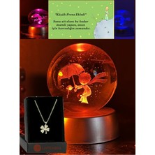 Normadia Renk Değişen LED Işıklı Küçük Prens Kristal, Kar Küresi ve Yonca Kolye