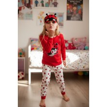 Balgüneş Tekstil Uğur Böcekli Maskeli Kız Çocuk Pijama Takımı