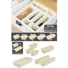 PremiumPort 7'li Ayarlanabilir Kaşıklık Seti, Uzayabilen Çekmece Modüler Düzenleyici