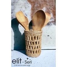 PremiumPort Çok Amaçlı Dekoratif Hasır Sepet Kaşıklık, Yerli Zanaatkâr Üretimi