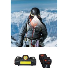 Kafa Lambası - 8 Saat Dayanıklı Şarjlı Sensörlü Mıknatıslı - Kamp - Balıkçılık- Acil D