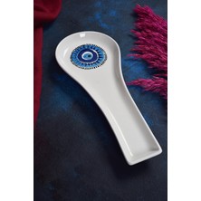 PremiumPort Seramik Nazar Desenli Kaşıklık ve Kepçe Altlığı Seti