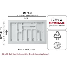PremiumPort Beyaz Plastik Çekmece Içi Kaşıklık, 10 Göz, Ayarlanabilir, 74-68-49-40 cm