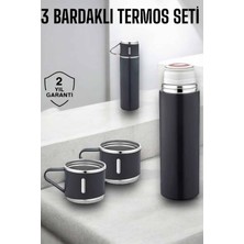 Paslanmaz Çelik 3’lü Termos Seti Vakumlu ve 8 Saat Isı Koruma