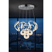 Lüx Aydınlatma Luna Krom Kristal Çiçek Detaylı 4’lü Modern Sarkıt Avize – Salon ve Yemek Odası Aydınlatması