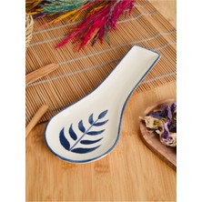 PremiumPort Seramik Damla Yaprak Desenli Kirli Kaşıklık ve Kepçe Altlığı