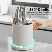 PremiumPort Dönebilen Mutfak Saklama Kutusu, Çatal, Bıçak, Kaşık Düzenleyici, Beyaz