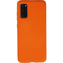Samsung Galaxy S20 Kılıf Nano Içi Kadife Silikon - Turuncu