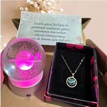 Normadia Renk Değiştiren LED Işıklı Cam Satürn, Kız Küre, Dolunay ve Kristal Top