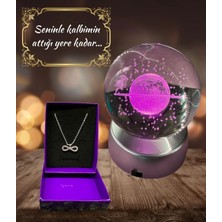 Normadia Renkli LED Işıklı Cam Satürn Kız Küre, Dolunay ve Kristal Top Tasarımı