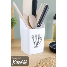 Teknotrust Beyaz Tezgah Üstü Çok Amaçlı Mutfak Organizer ve Kaşıklık