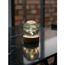 Normadia 3D Küçük Prens Tasarımlı LED Işıklı Ahşap Cam Kar Küresi Gece Lambası