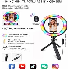 Moxti Masa Üstü Işık Ring Light 10 Inç LED Rgb Mini Masa Tripodlu Video Stüdyo Makyaj Işığı