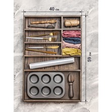 PremiumPort 7 Bölmeli Ahşap Kaşıklık, Organizer, Çekmece Içi Düzenleyici