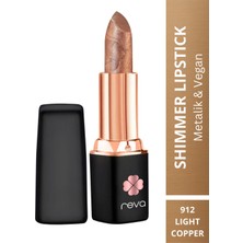 Reva Shimmer Lipstick – Vegan ve Temiz İçerikli Işıltılı Parlak Ruj Metalic Light Copper No:912