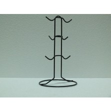 PremiumPort Şık Siyah Renkli Metal Bardak ve Fincan Askısı Seti