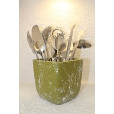 PremiumPort Yeşil Beton Kaşıklık ve Kepçelik, Pratik ve Şık Tezgah Üstü Ürün