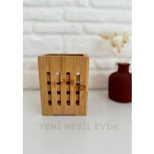 PremiumPort Ahşap Bambu Kare Organizer Kaşıklık ve Kalemlik Çok Amaçlı Düzenleyici