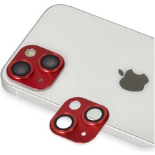Marsilyan  iPhone 13 Pers Alüminyum Kamera Lens - Kırmızı