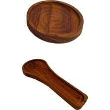 PremiumPort Ahşap Yuvarlak Yağlık ve Kirli Kaşıklık Seti, Şık ve Doğal Tasarım