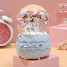 Normadia Sevimli Işıklı Müzikli Püskürtmeli Büyük Boy Kar Küresi - Mavi