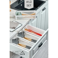 PremiumPort Beyaz 4'lü Set Kaşıklık ve Kepçelik Çekmece Içi Düzenleyici