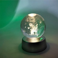 Normadia 3D Renkli Işıklı Cam Küre - Küçük Prens Temalı Dekorasyon Hediyesi