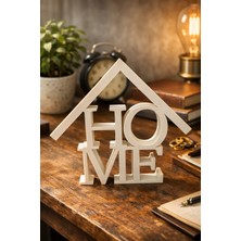 Hasfar Tech Dekoratif Home Yazılı Masaüstü Beyaz Biblo | Modern Ev & Ofis Dekoru | Minimal Tasarım
