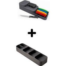 PremiumPort 2 Sıra Bıçaklık ve 5 Bölmeli Çekmece Iç Kaşıklık Seti Siyah